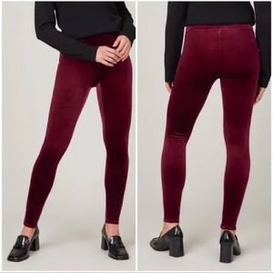 Spanx velvet leggings in rich burgundy